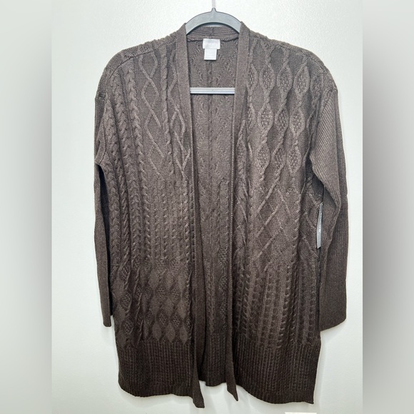 Chico's Women's Cable Stitch Knit Cardigan - Wool Cashmere Blend  (Size M) - Picture 1 of 15
